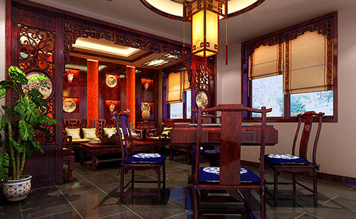 汶川古典中式风格茶楼包间设计装修效果图